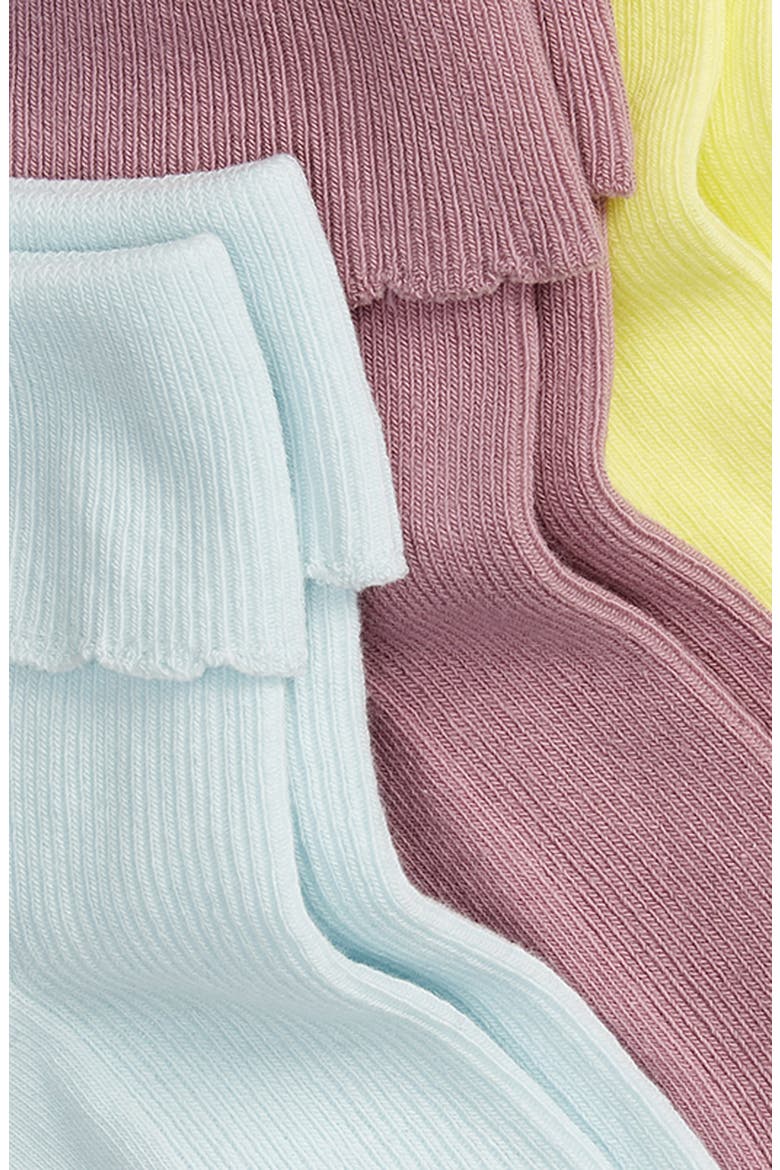3-Pack Scalloped Ankle Socks, Alternate, color, BLUE GLOW MULTI