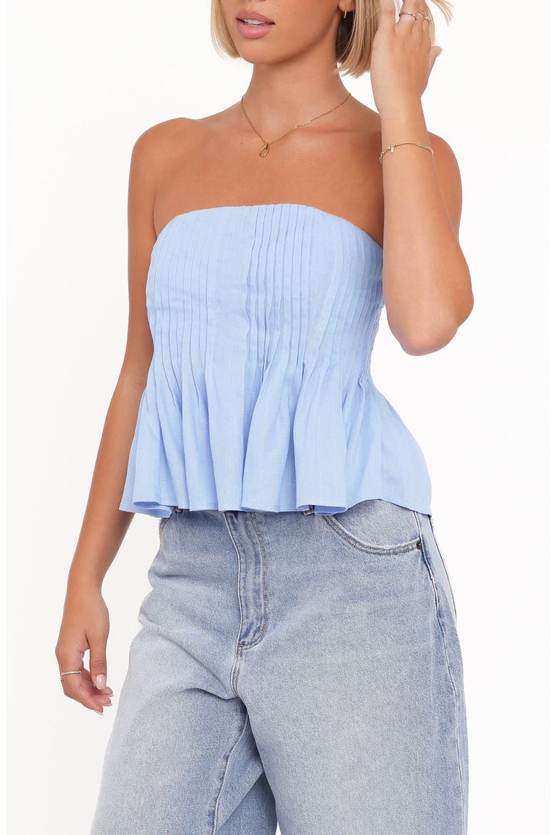 Cagnes Pintuck Pleat Strapless Top, Alternate, color, BLUE