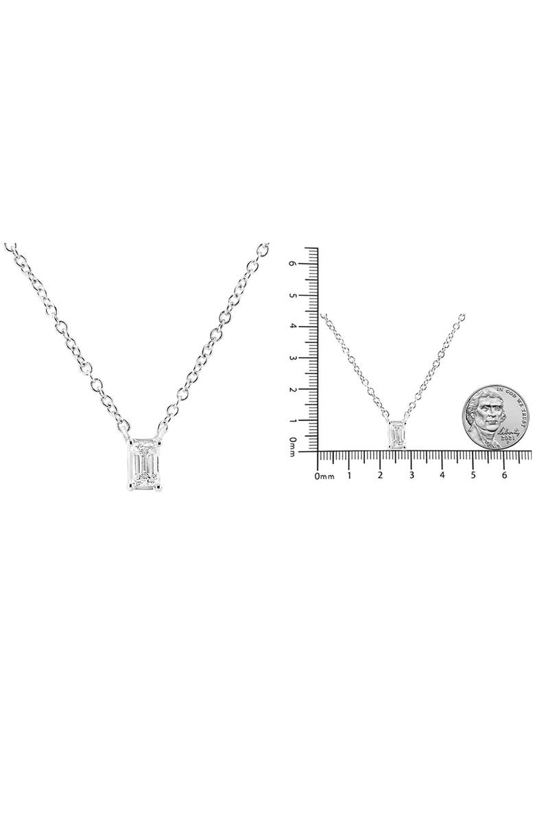 Haus of Brilliance 14K White Gold 1/3 Cttw Emerald Shape Solitaire Diamond 18" Pendant Necklace, Alternate, color, White