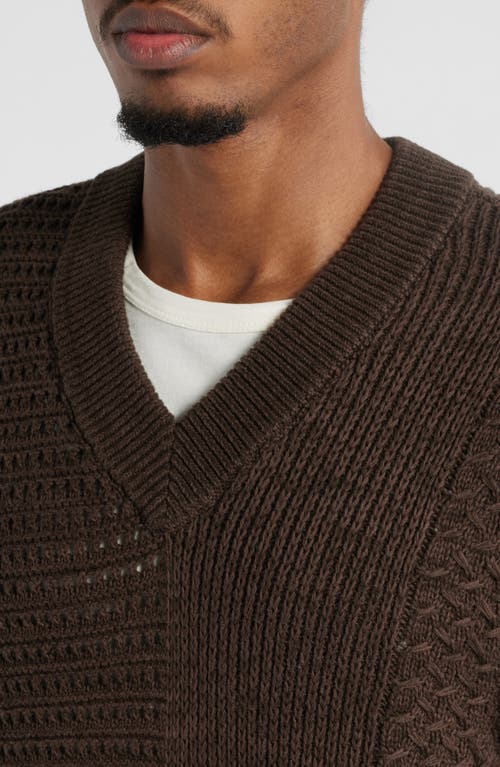 OBEY OBEY GARRETT TEXTUREBLOCK COTTON V-NECK SWEATER VEST 