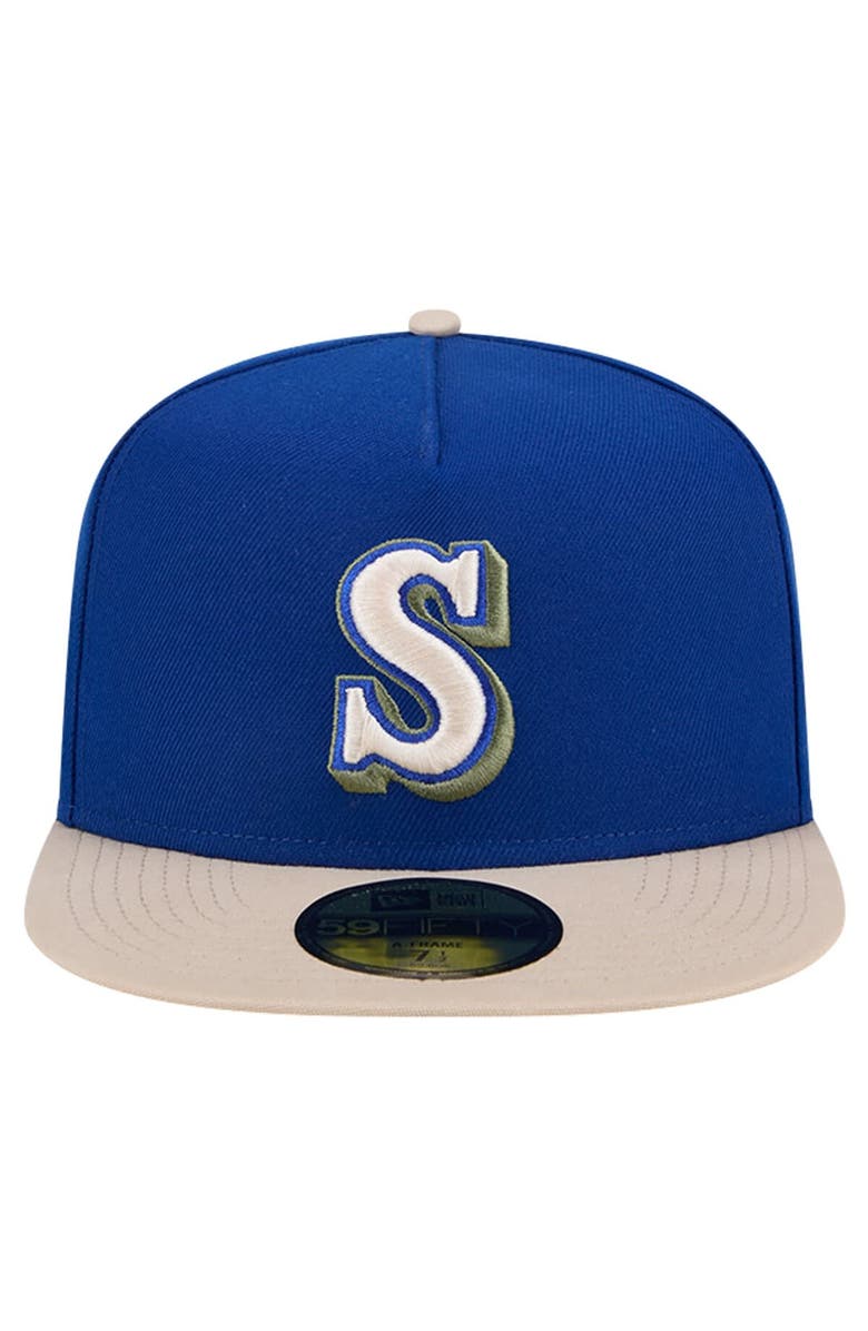 New Era Men's New Era Royal Seattle Mariners Canvas A-Frame 59FIFTY Fitted Hat, Alternate, color,
