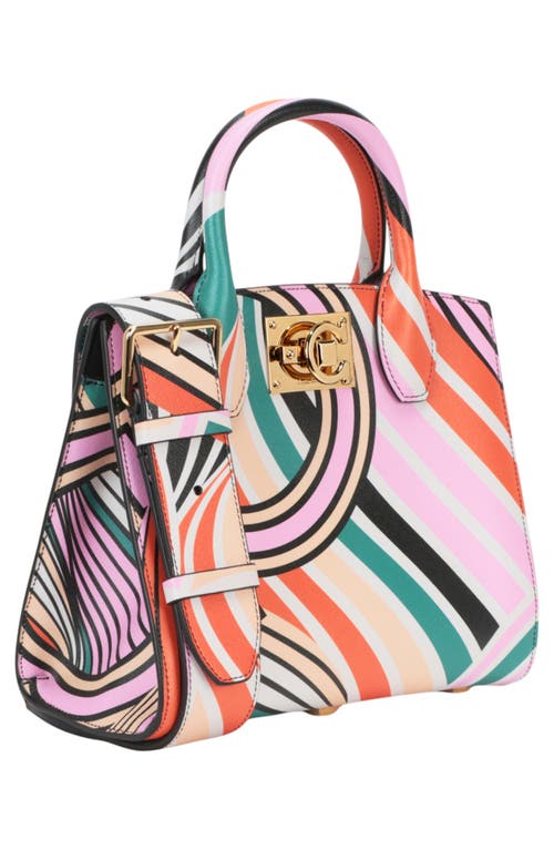 Ferragamo Gancini Print Leather Tote Bag In Multi