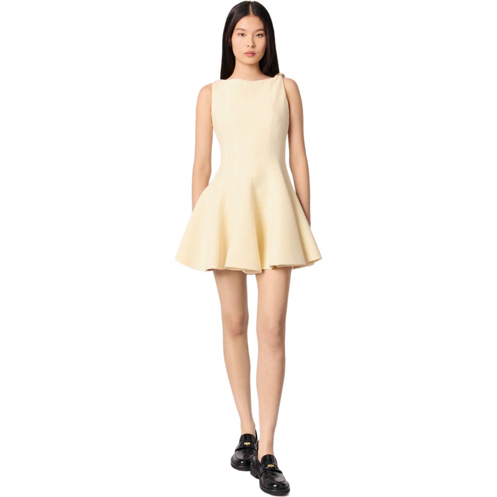 Maje Short Tweed Dress In Yellow