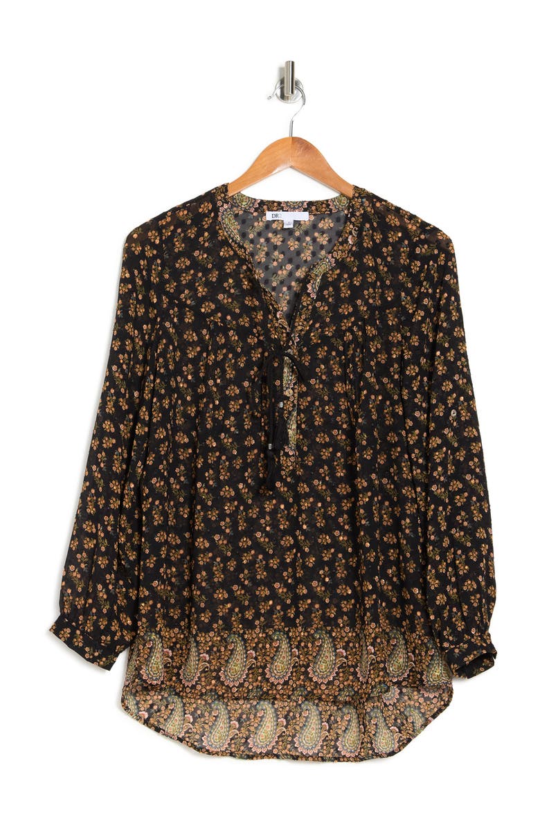 DR2 by Daniel Rainn Daniel Rainn Printed Split Neck Blouse, Alternate, color, 