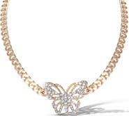Jessica Simpson Butterfly Pendant Chain Necklace