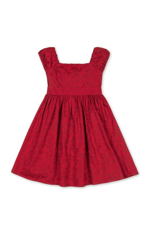 Hope & Henry Kids' Organic Puff Sleeve Sateen Party Dress In Red