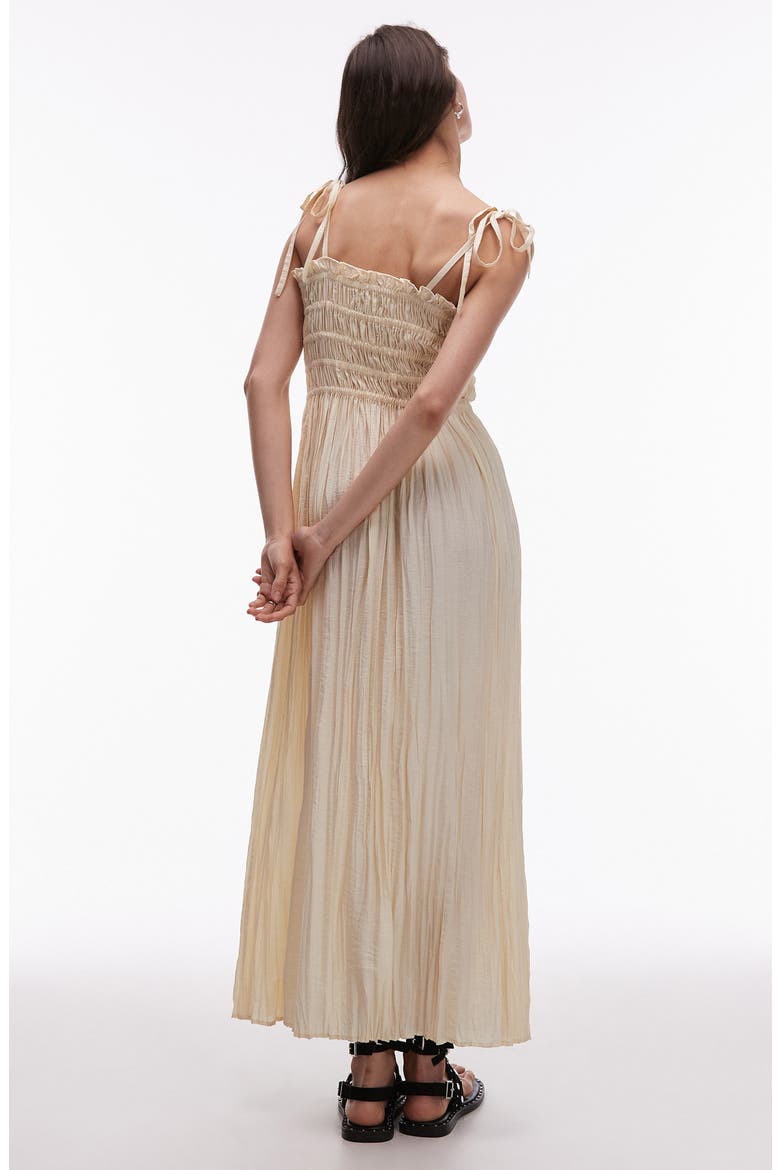 Shirred Bodice Midi Dress, Alternate, color, BEIGE