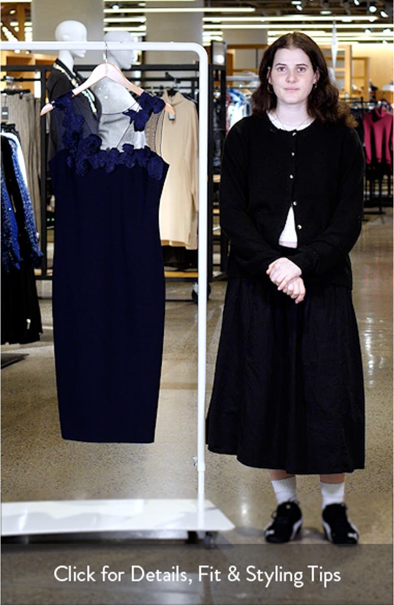 Floral Embroidery Signature Stretch Crepe Sheath Dress, sales video thumbnail