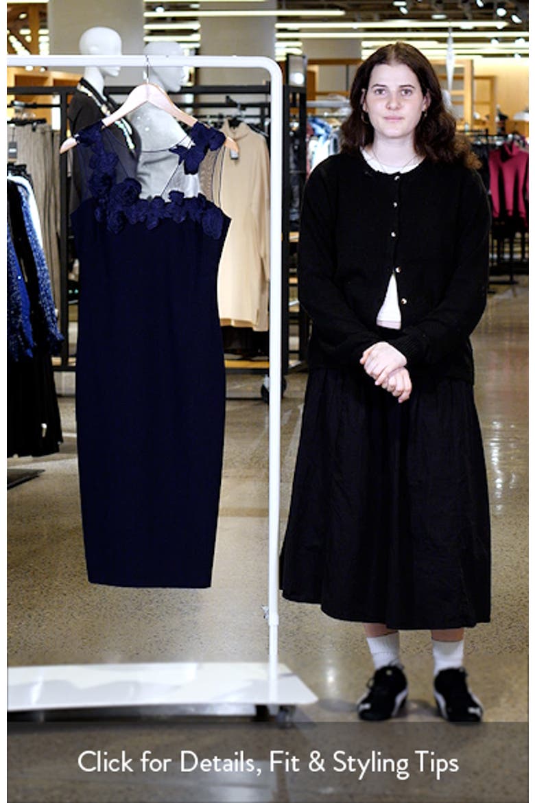 Floral Embroidery Signature Stretch Crepe Sheath Dress video