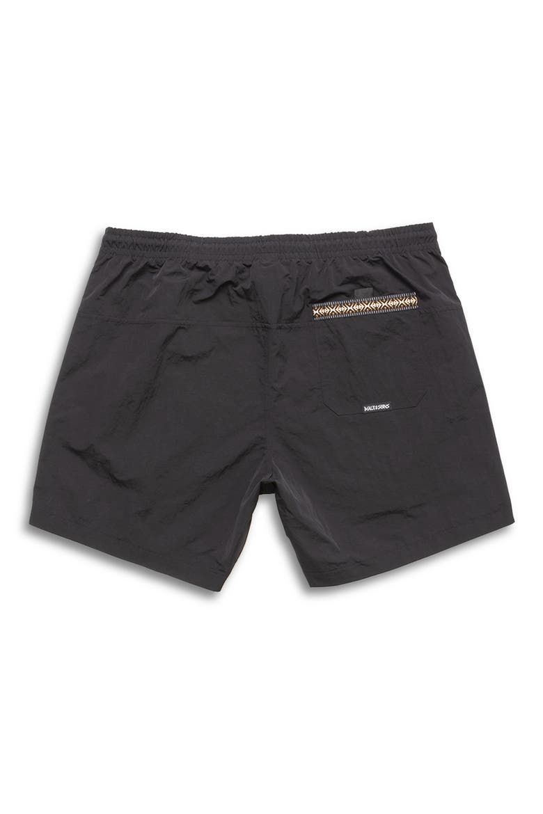 Maui Tag Nylon Swim Trunks, Alternate, color, BLACK