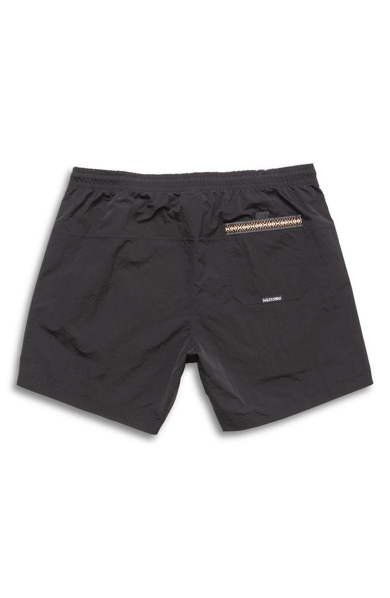 Maui & Sons Maui Tag Nylon Swim Trunks, Alternate, color, Black