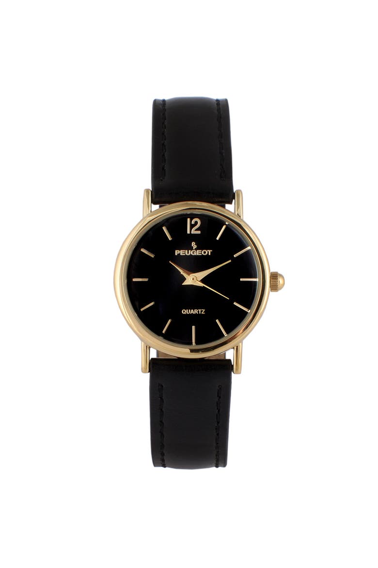Easy Read Round Leather Watch- 24MM, Main, color, Black