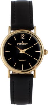 Peugeot Easy Read Round Leather Watch- 24MM