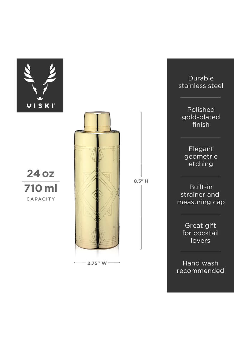 Art Deco Cocktail Shaker, Alternate, color, GOLD