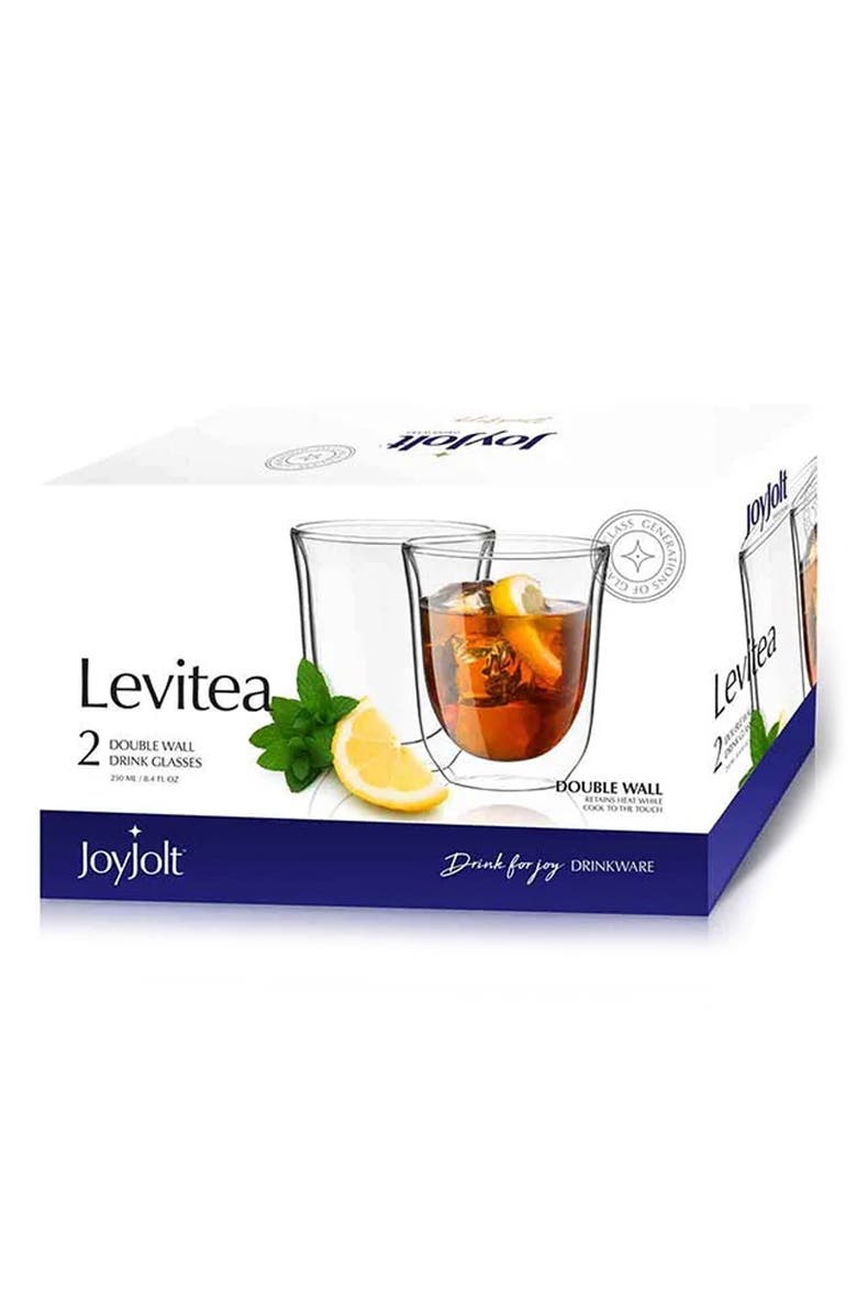 JoyJolt Levitea Set of 2 Double Wall Drink Glasses, Alternate, color, Clear