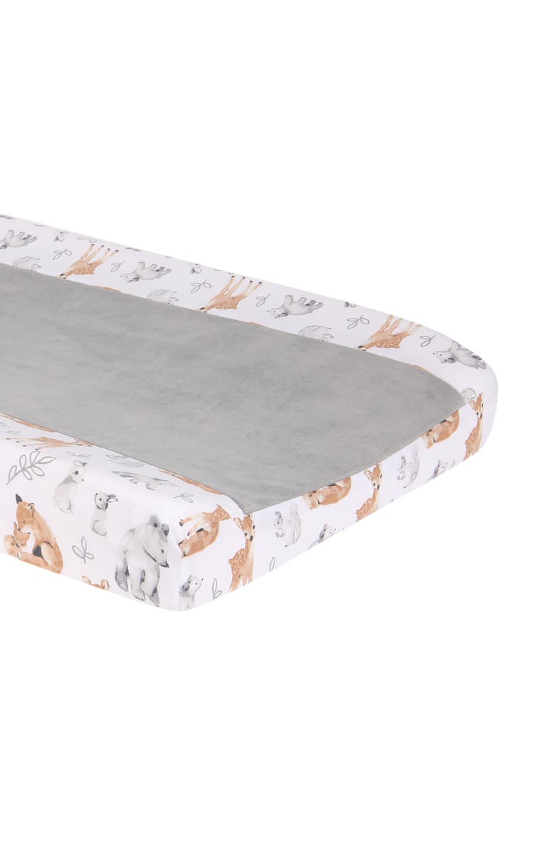 Lambs & Ivy Painted Forest Minky Changing Pad Cover, Alternate, color, White