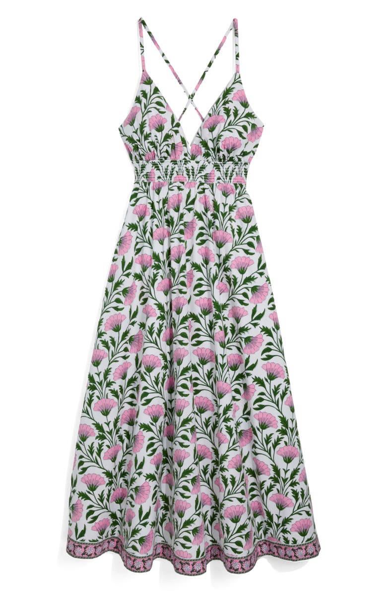vineyard vines Sconset Floral Smocked Stretch Cotton Sundress, Alternate, color, Harper Floral/ White
