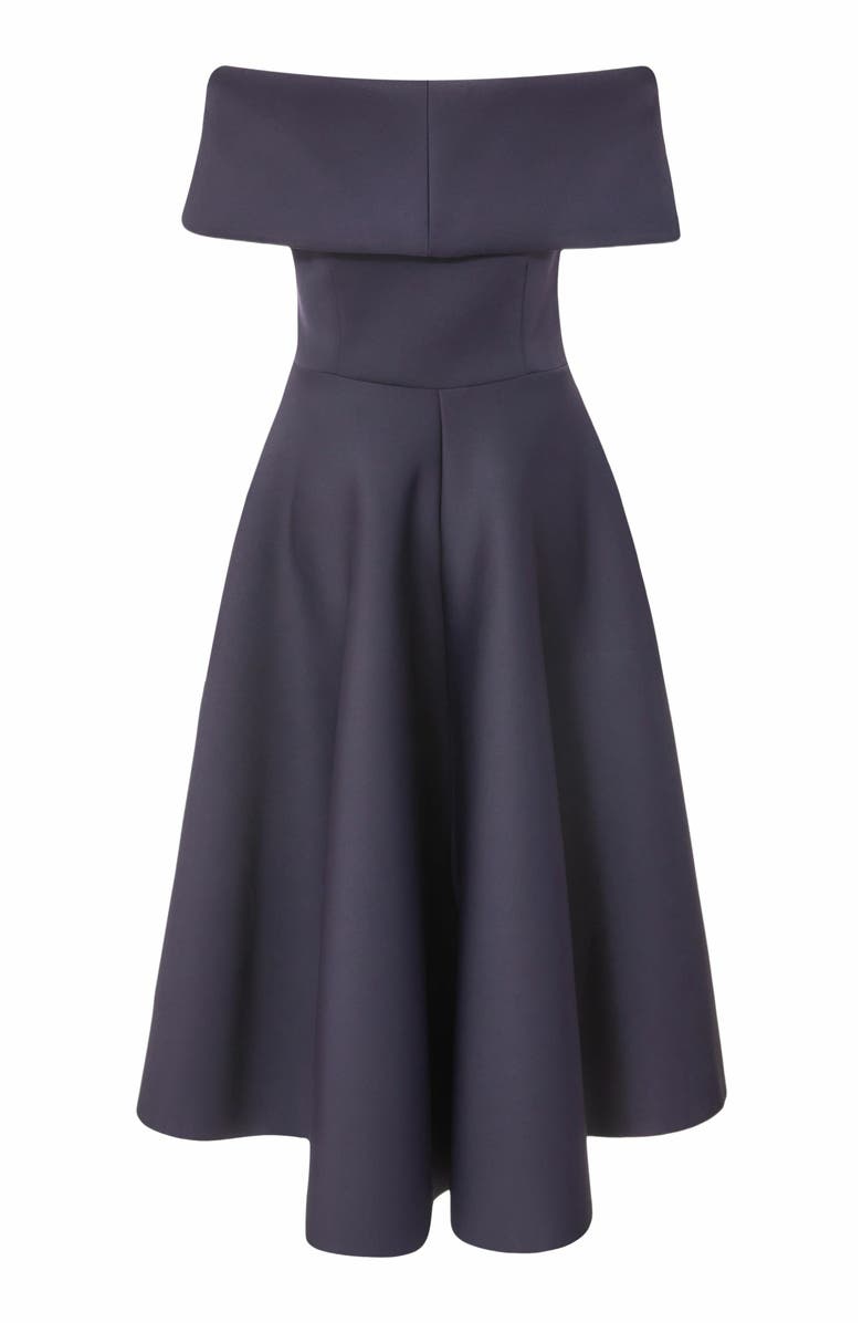 QUIZ Scuba Knit Bardot Bow Detail Skater Dress, Alternate, color, 