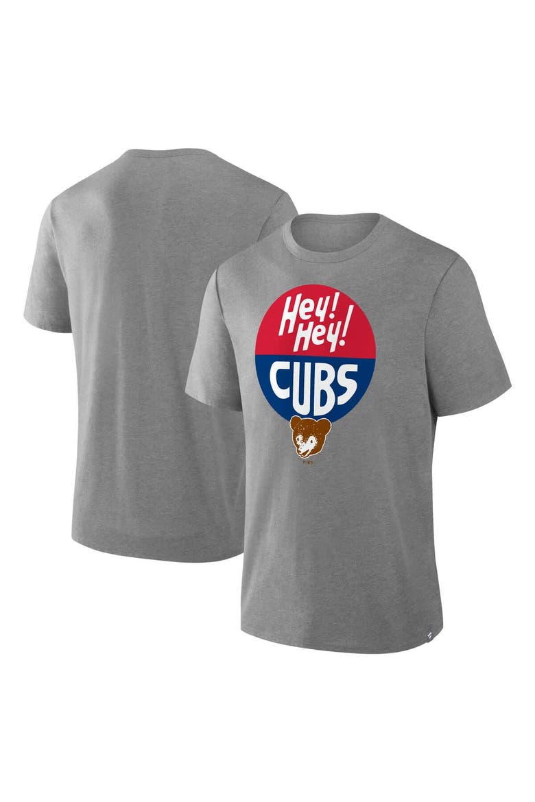 Men's Fanatics Heather Gray Chicago Cubs Tribute IYKYK Tri-Blend T-Shirt, Main, color, Heather Gray