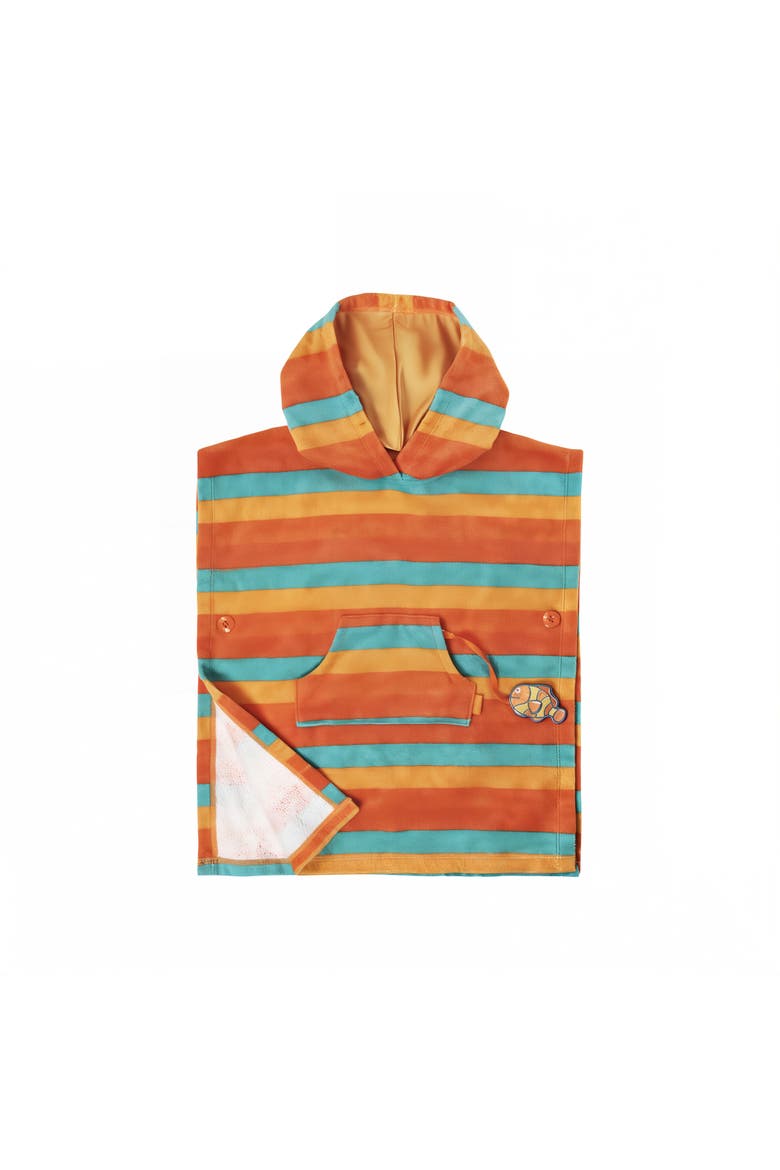 Hooded Beach Poncho, Main, color, Sunset Stripe