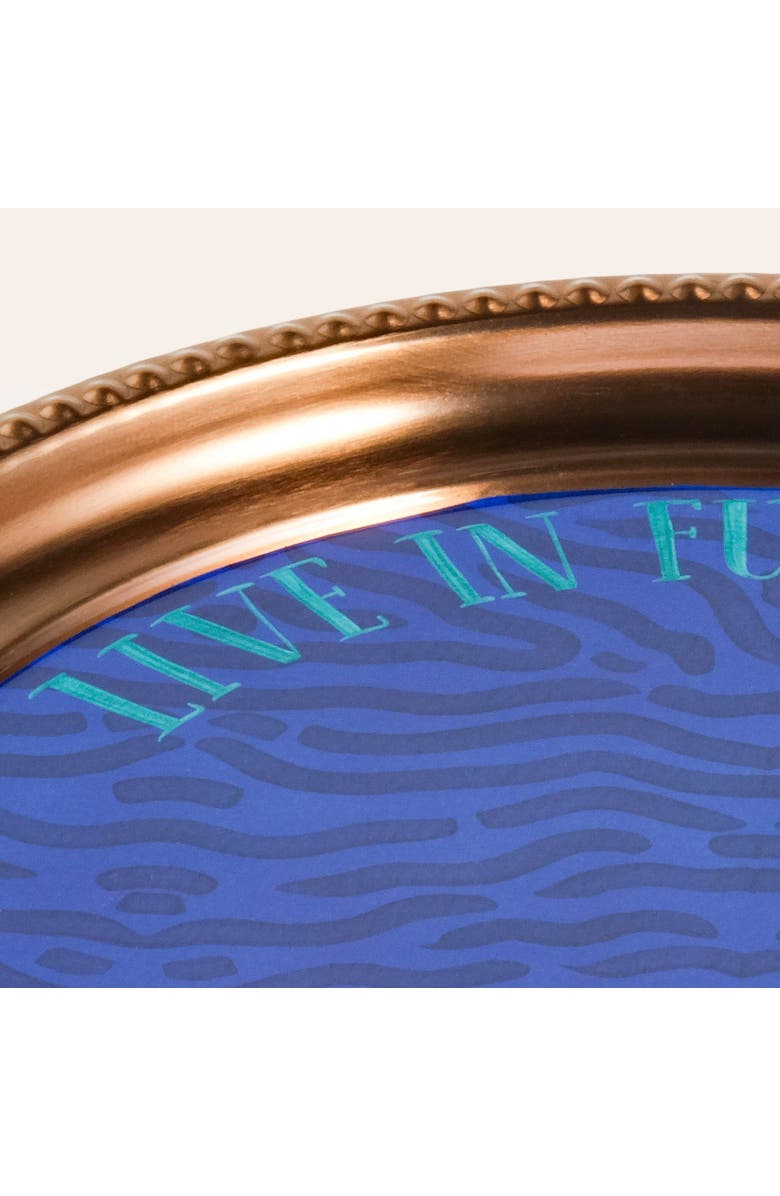 Zsa Zsa Zsu Nanpur Patterned Round Metal Decorative Tray 14X14 In, Alternate, color, Blue