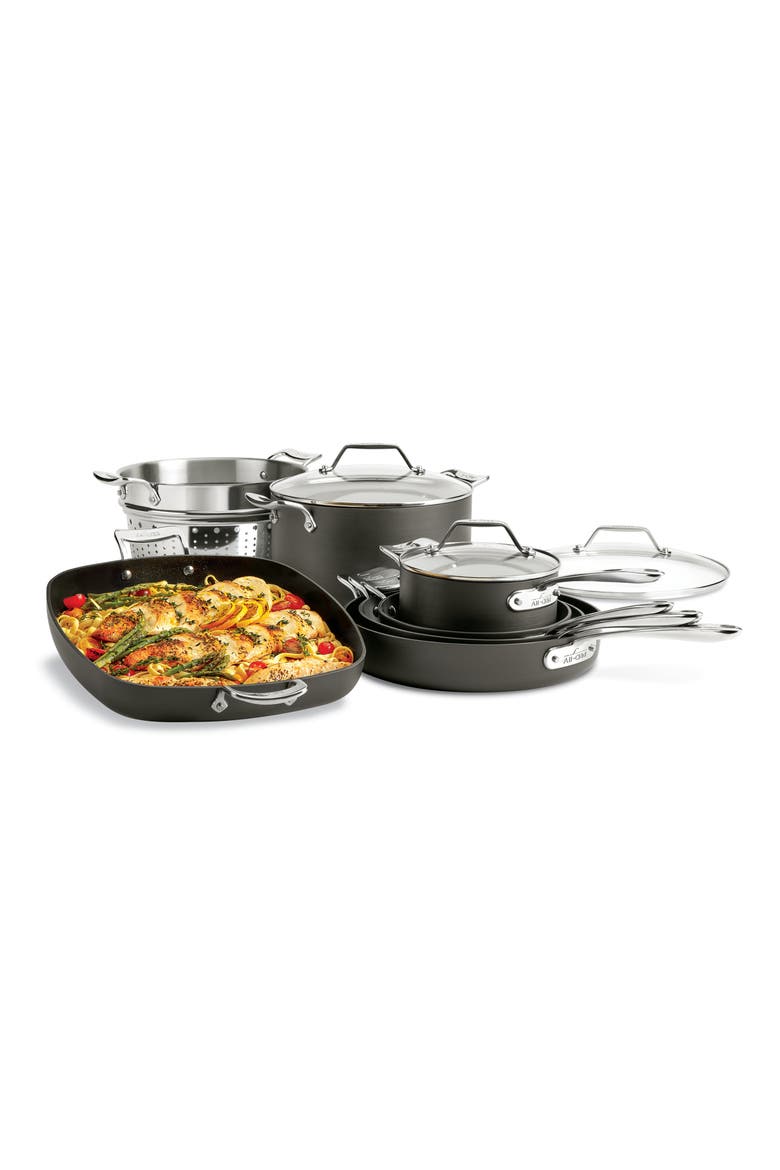 Essentials 10-Piece Nonstick Cookware Set, Alternate, color, BLACK