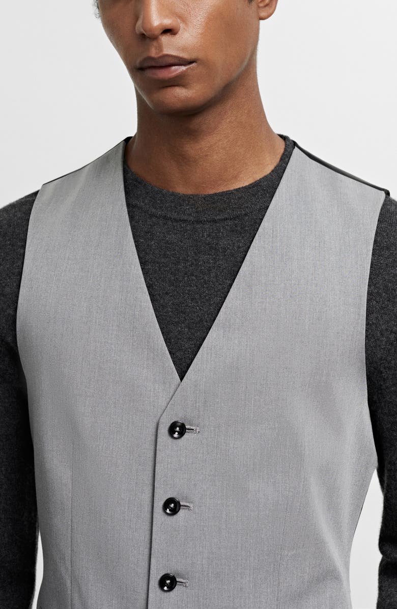 MANGO Superslim Fit Grey Stretch Vest, Alternate, color,