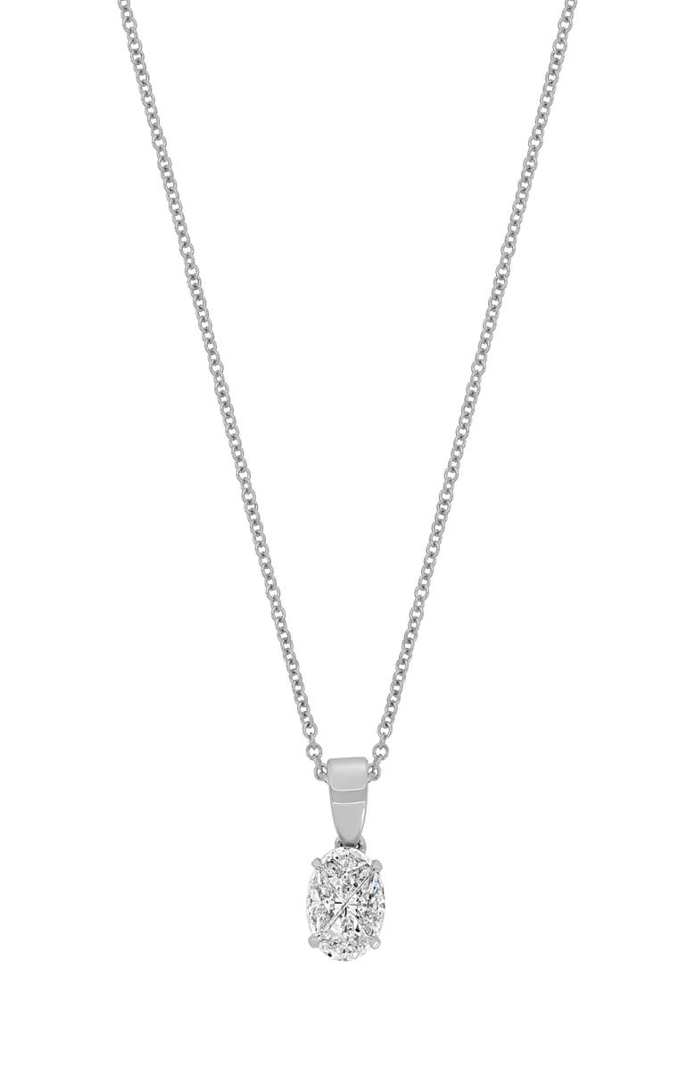 Bony Levy 18K White Gold Diamond Cluster Oval Pendant Necklace - 0.45ct., Main, color, 