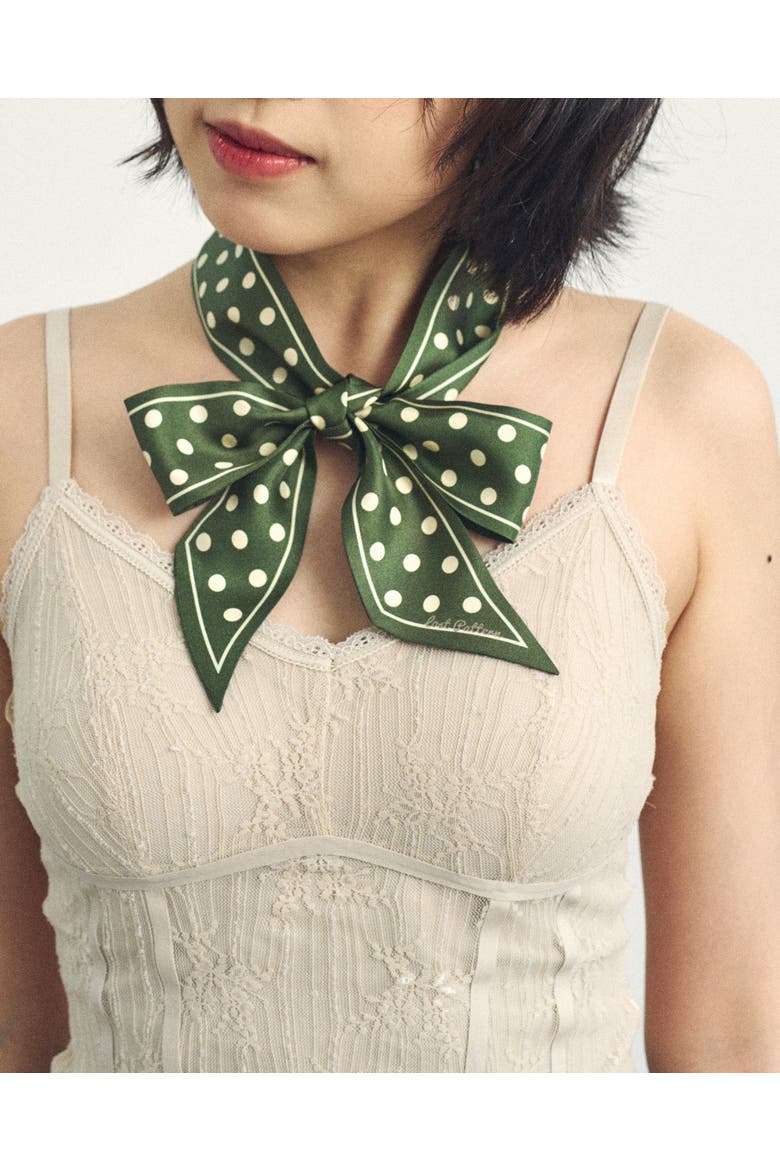 "Retro Polka" Silk Skinny Scarf, Alternate, color, Dark Green