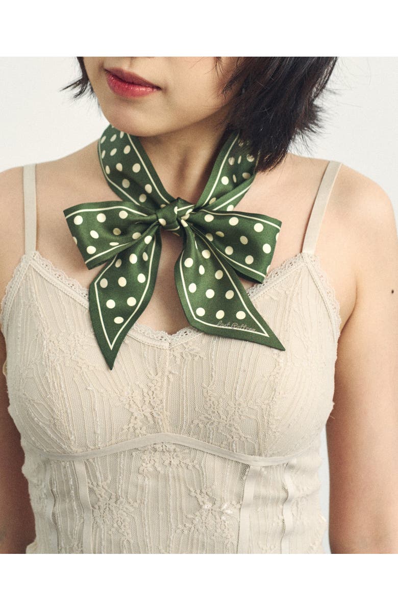 Lost Pattern "Retro Polka" Silk Skinny Scarf, Alternate, color, Dark Green