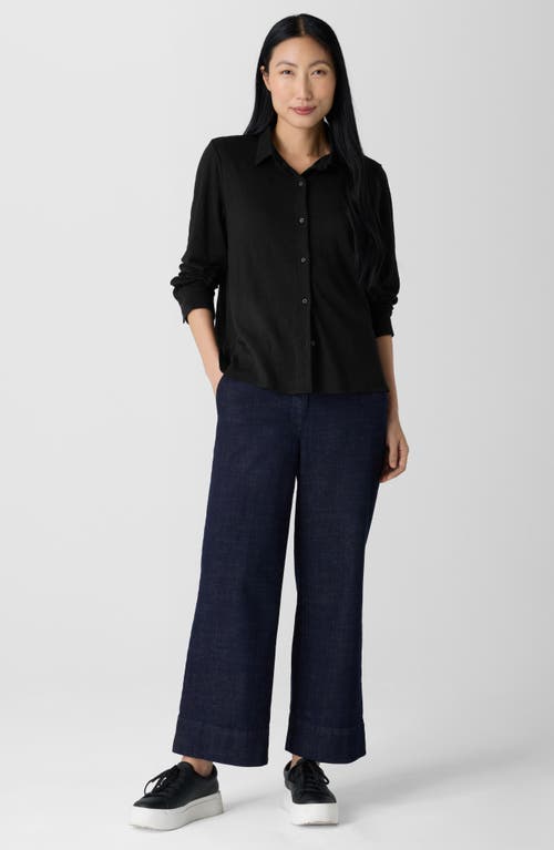 Eileen Fisher Ankle Wide Leg Jeans In Deep Indigo