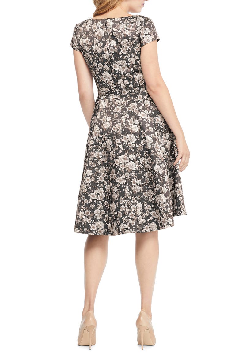 Elle Brightex Duchess Satin Dress, Alternate, color, DEEP COFFEE/ TAUPE