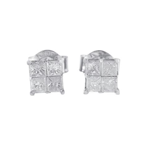 10K White Gold 5/8 Cttw Diamond Stud Earrings