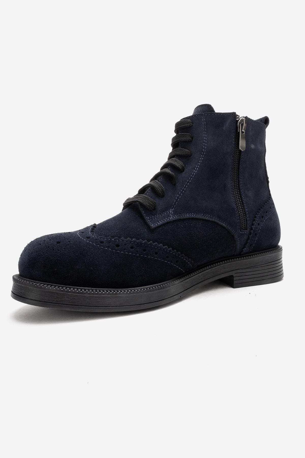 Forever & Always Shoes Nelvy Leather Boot, Alternate, color, Navy Suede