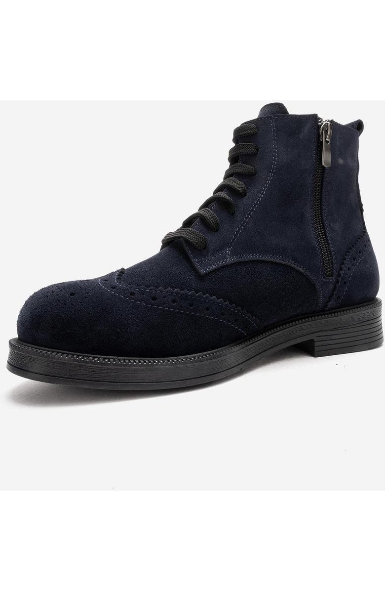 Forever & Always Shoes Nelvy Leather Boot, Alternate, color, Navy Suede