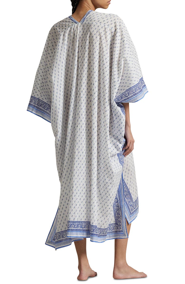 Polo Ralph Lauren Floral Print Cotton Caftan Nightgown, Alternate, color, White Cloud
