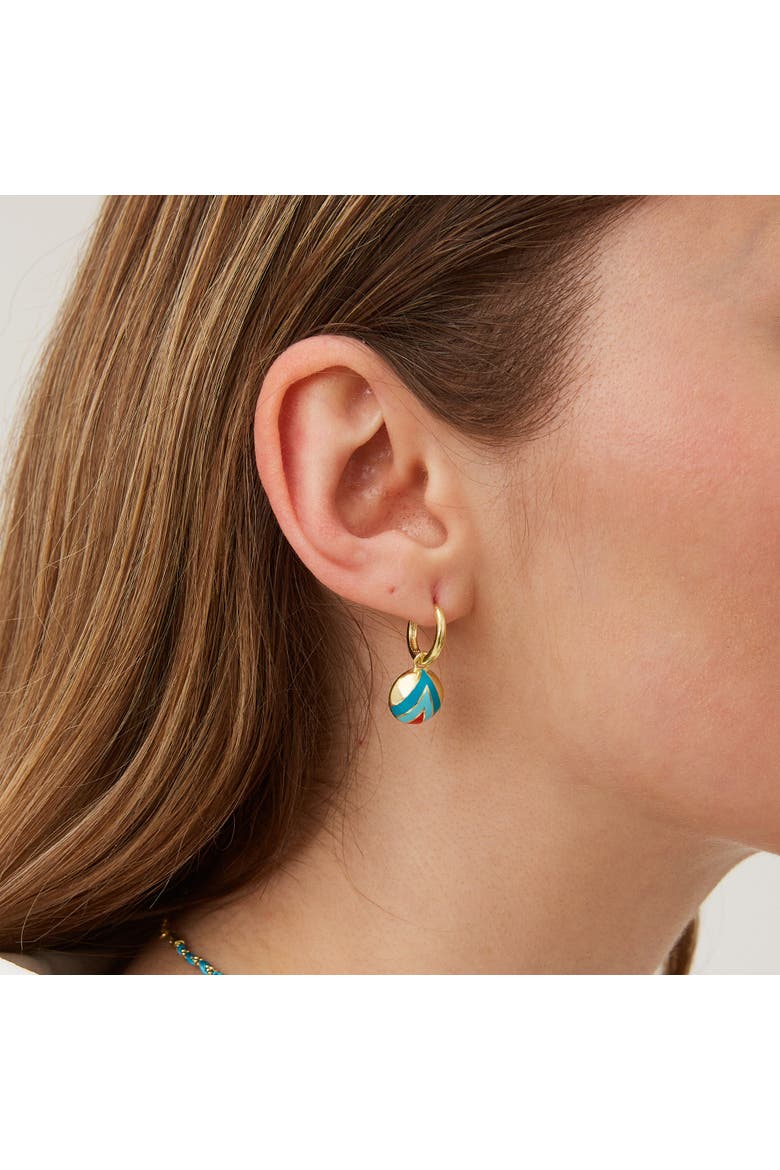 Enamel Blue Five Color Sterling Silver Earrings, Alternate, color, Gold