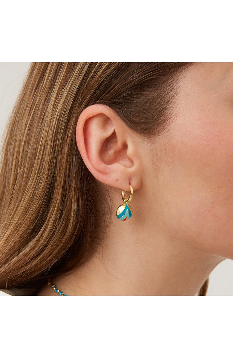 Spero London Enamel Blue Five Color Sterling Silver Earrings, Alternate, color, Gold