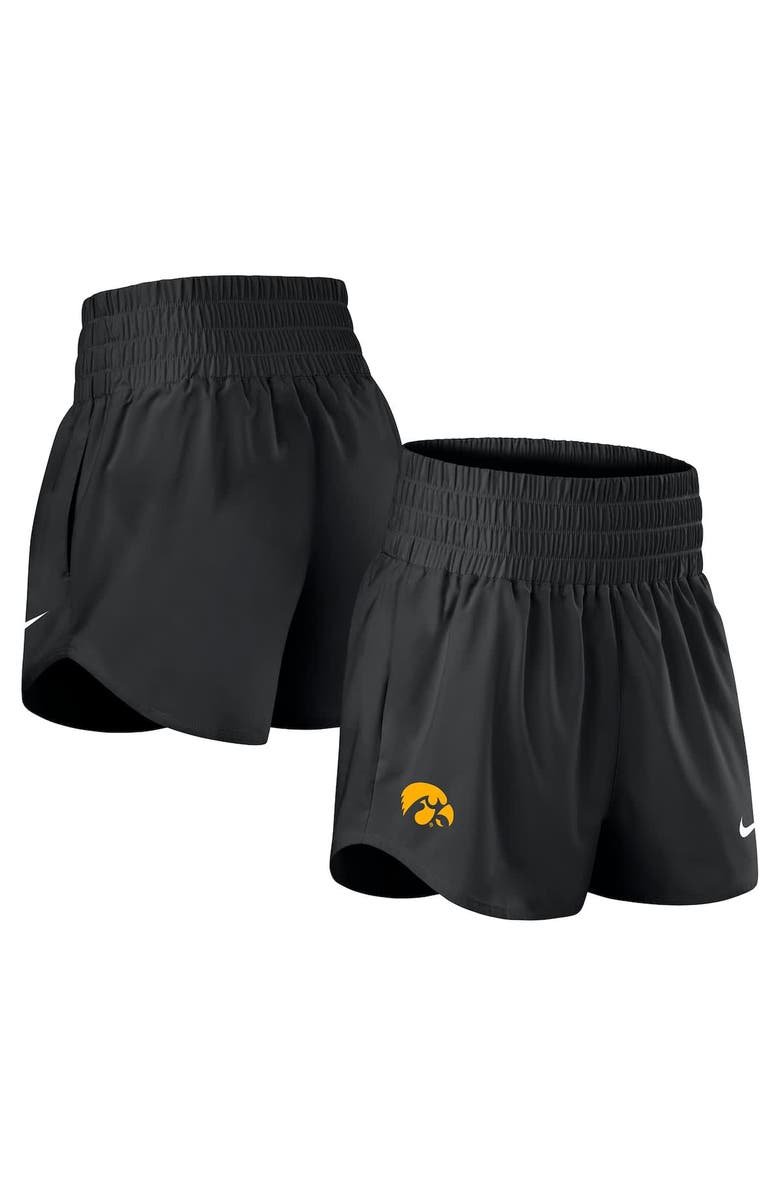 Nike Women's Nike Black Iowa Hawkeyes Performance One Dri-FIT High-Rise Shorts, Main, color, Black