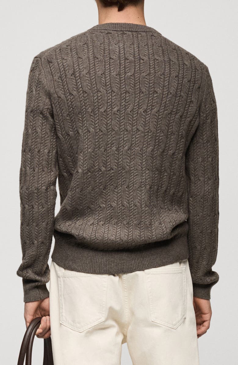 MANGO Cable Stitch Crewneck Sweater, Alternate, color, 