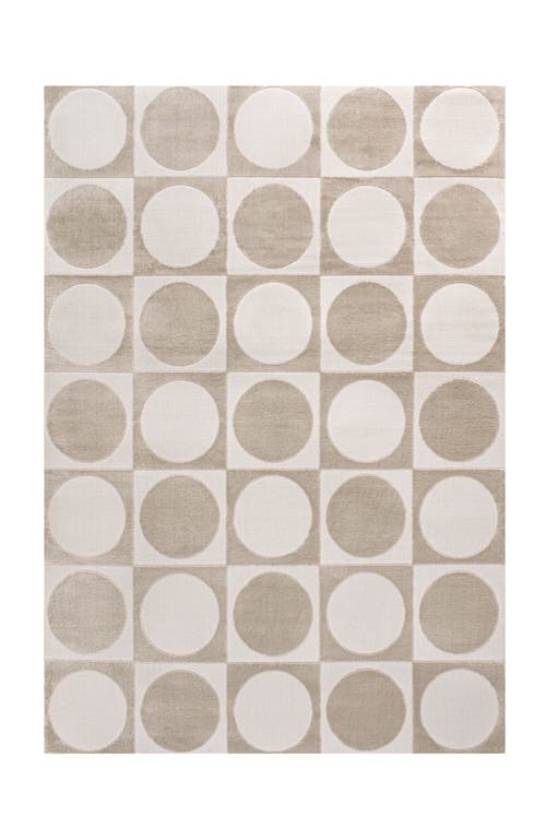JONATHAN Y Helena Modern Geometric Circles In Squares High-Low Area Rug in Beige/cream 