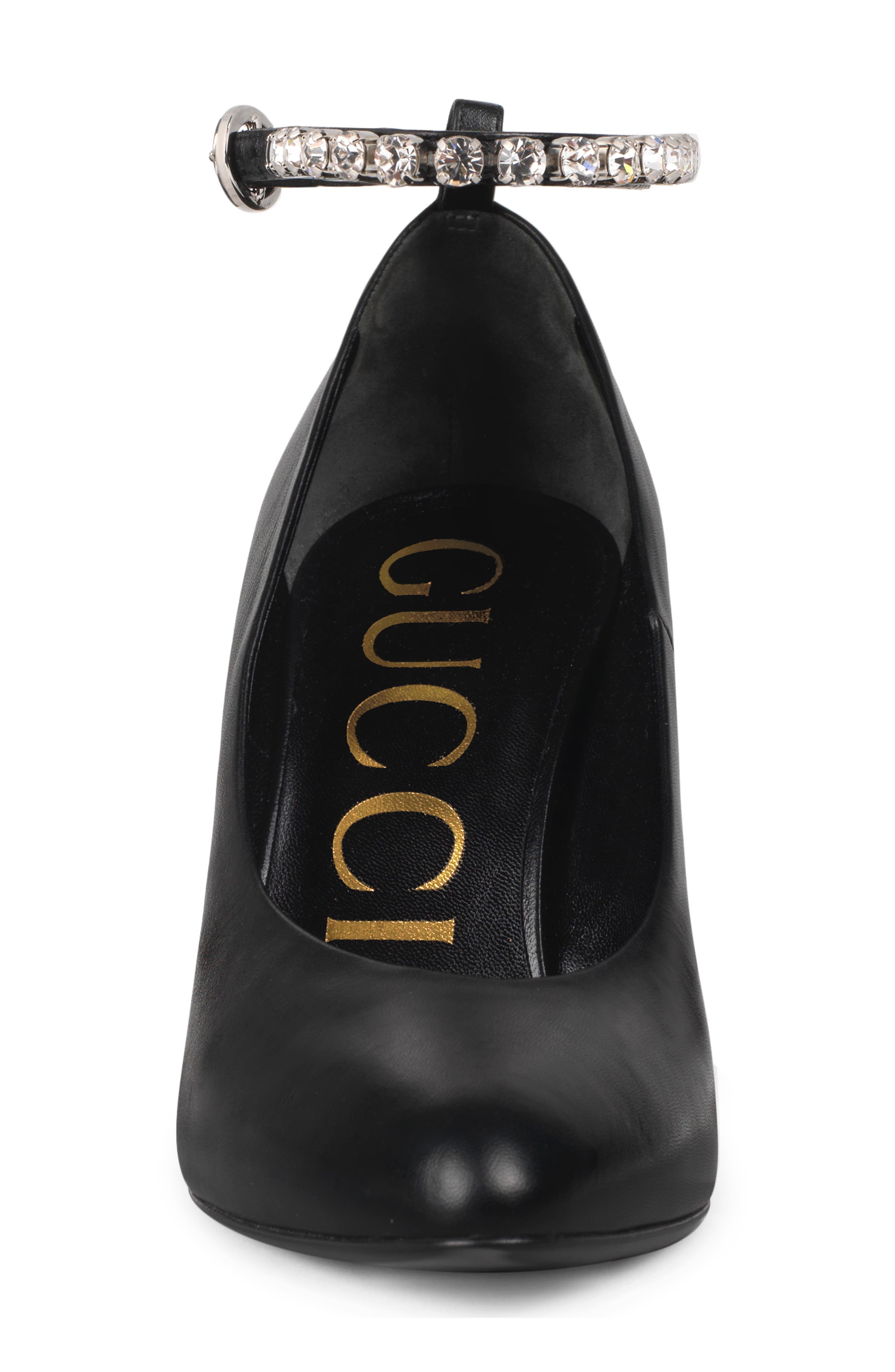 Gucci Blanca Crystal Ankle Strap Pump, Alternate, color, 