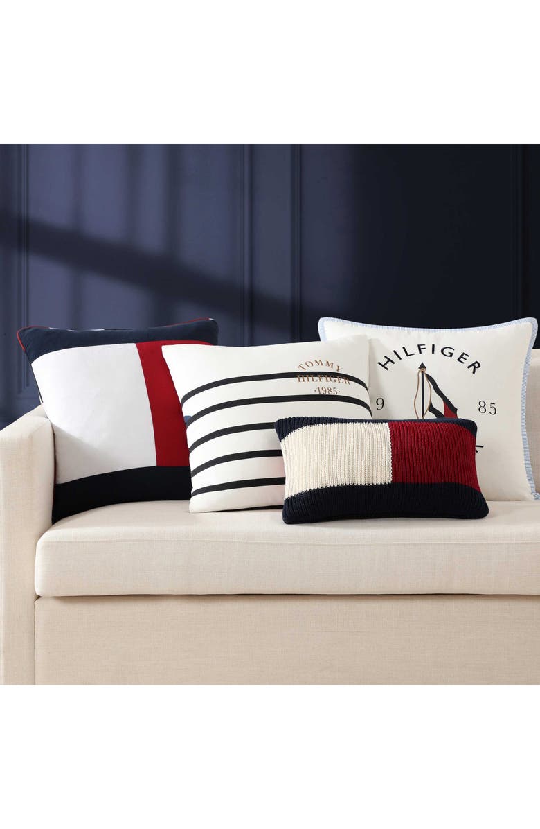 Tommy Hilfiger NY Flag Canvas Accent Pillow, Alternate, color, White