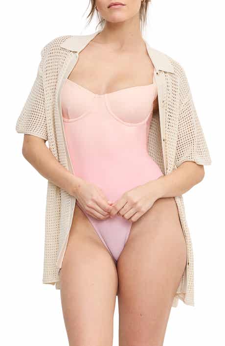 Good American Open Knit Cover-Up Shirt