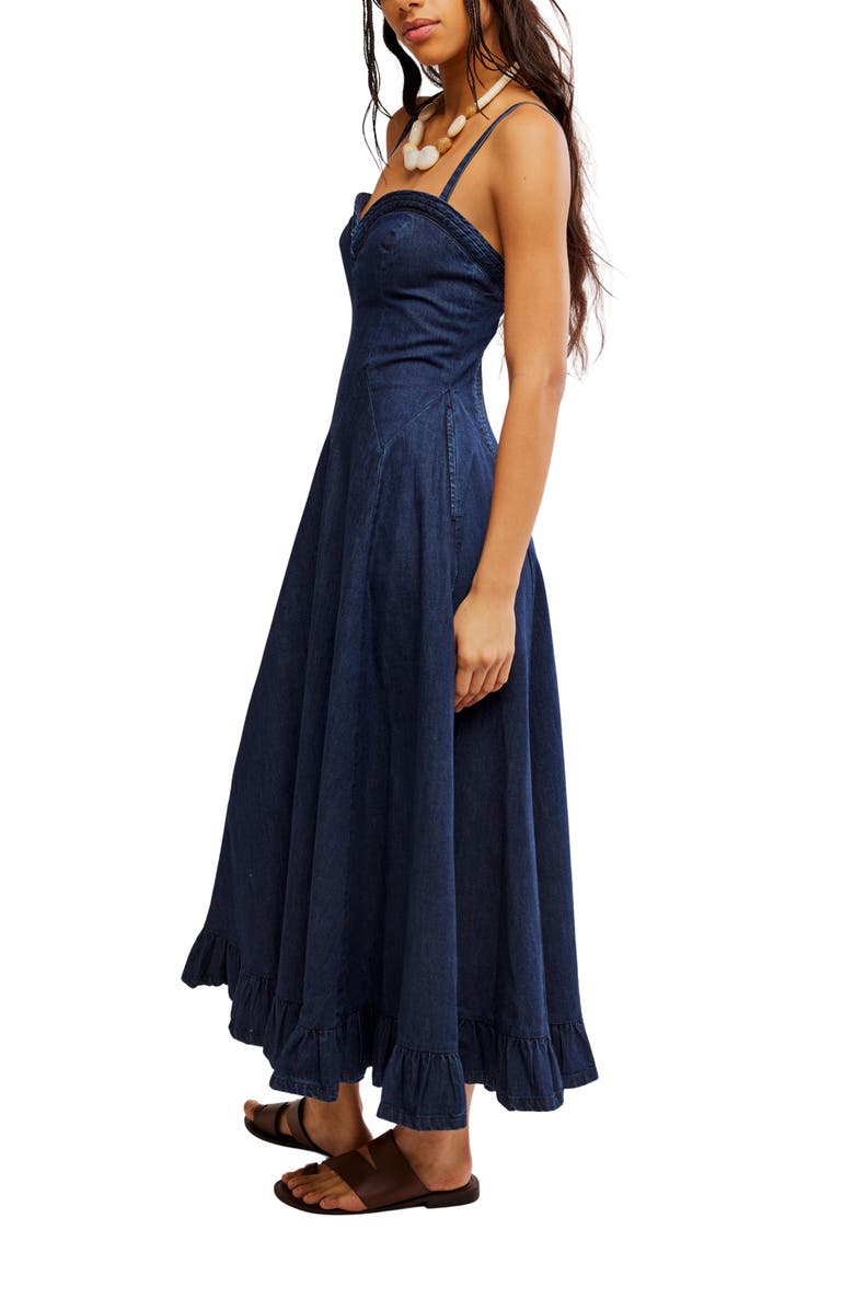Free People Another Season Denim Midi Dress, Alternate, color, Rinse