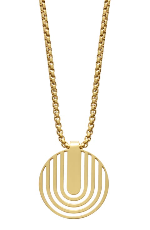 Men's Stainless Steel Disc Plate Pendant Necklace