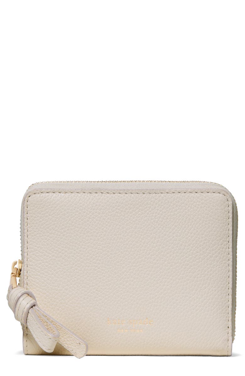 Kate Spade New York loop small pebbled leather zip wallet, Main, color, Cashew Milk