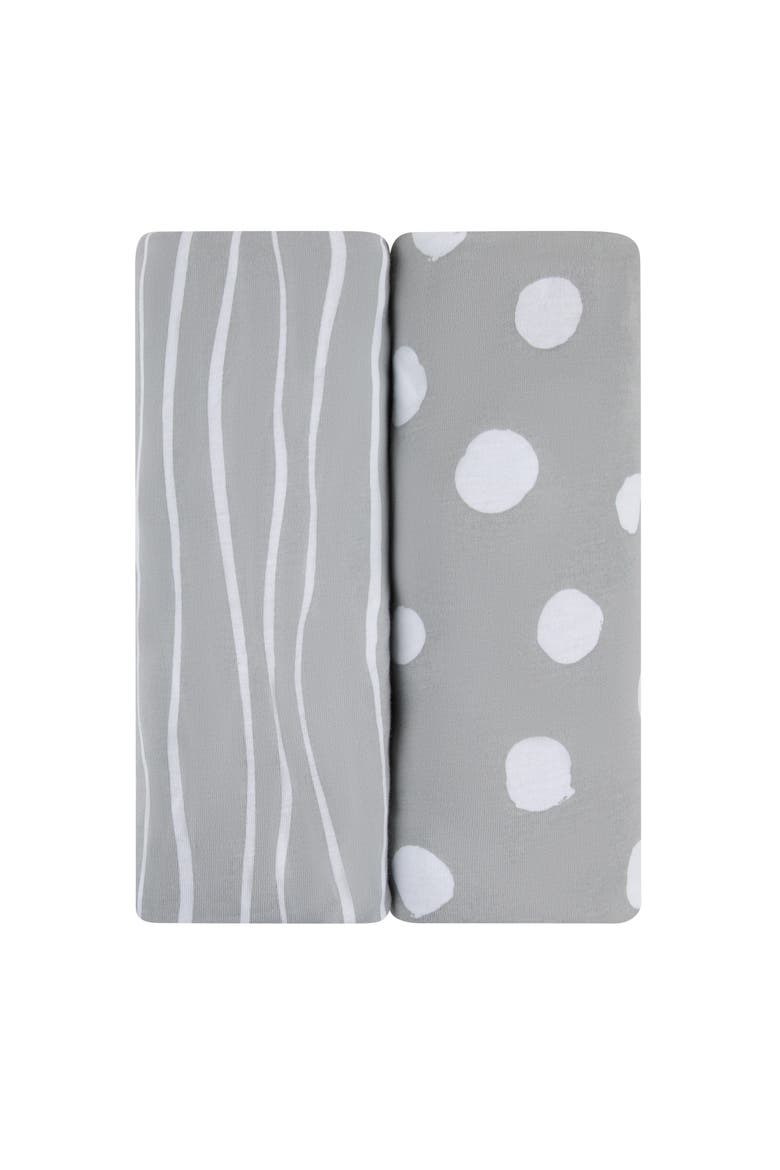 Baby Fitted Crib Sheet Set 2 Pack, Main, color, Grey & White Abstract