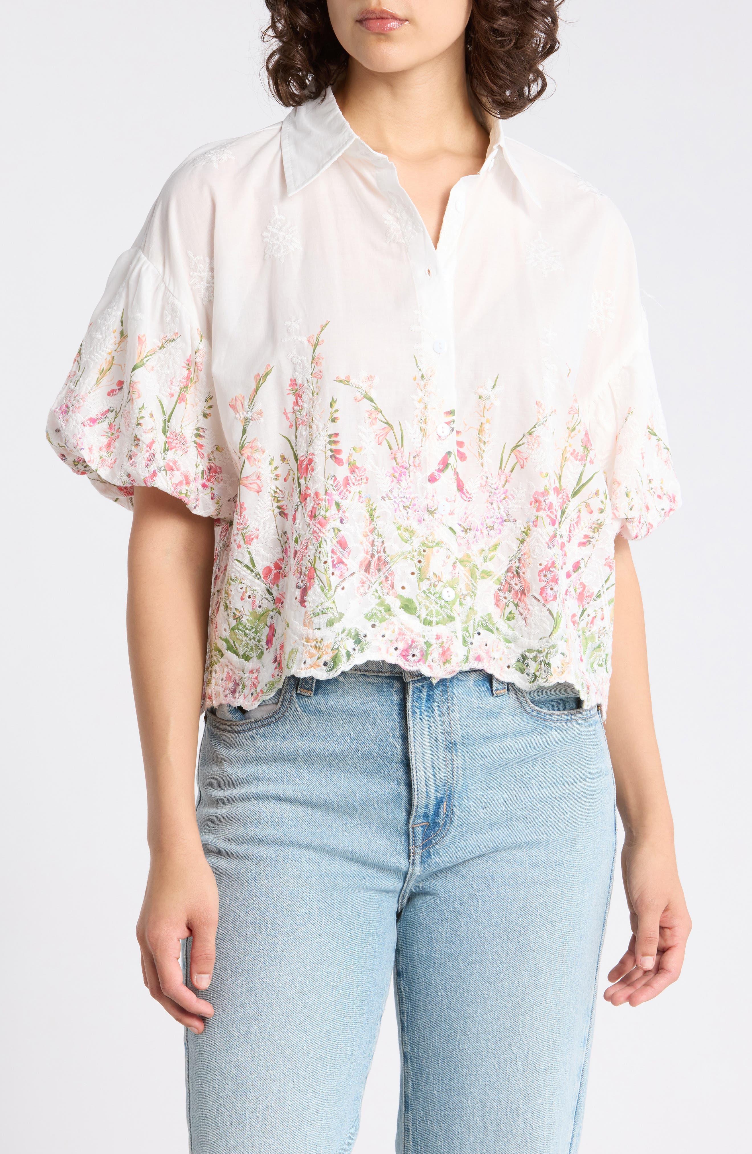 Forgotten Grace Puff Sleeve Print Top