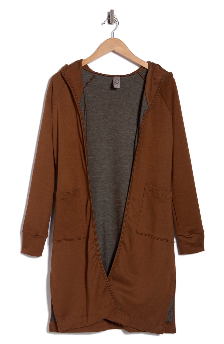 GO COUTURE Hooded Sweater Cardigan, Main, color, Raw Umber